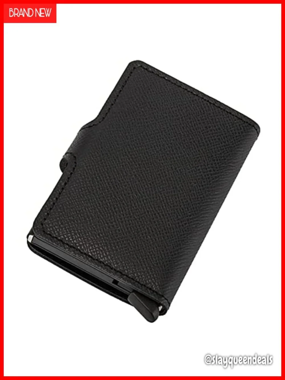 Genuine Leather RFID Safe Mini Card Case Wallet Holds 12 Cards